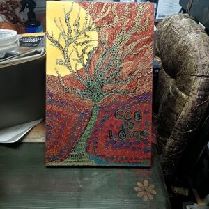 Vibrant Detail!Mix Media Decore!2-in-1MoonTree Design &reverse Cat Pray Original